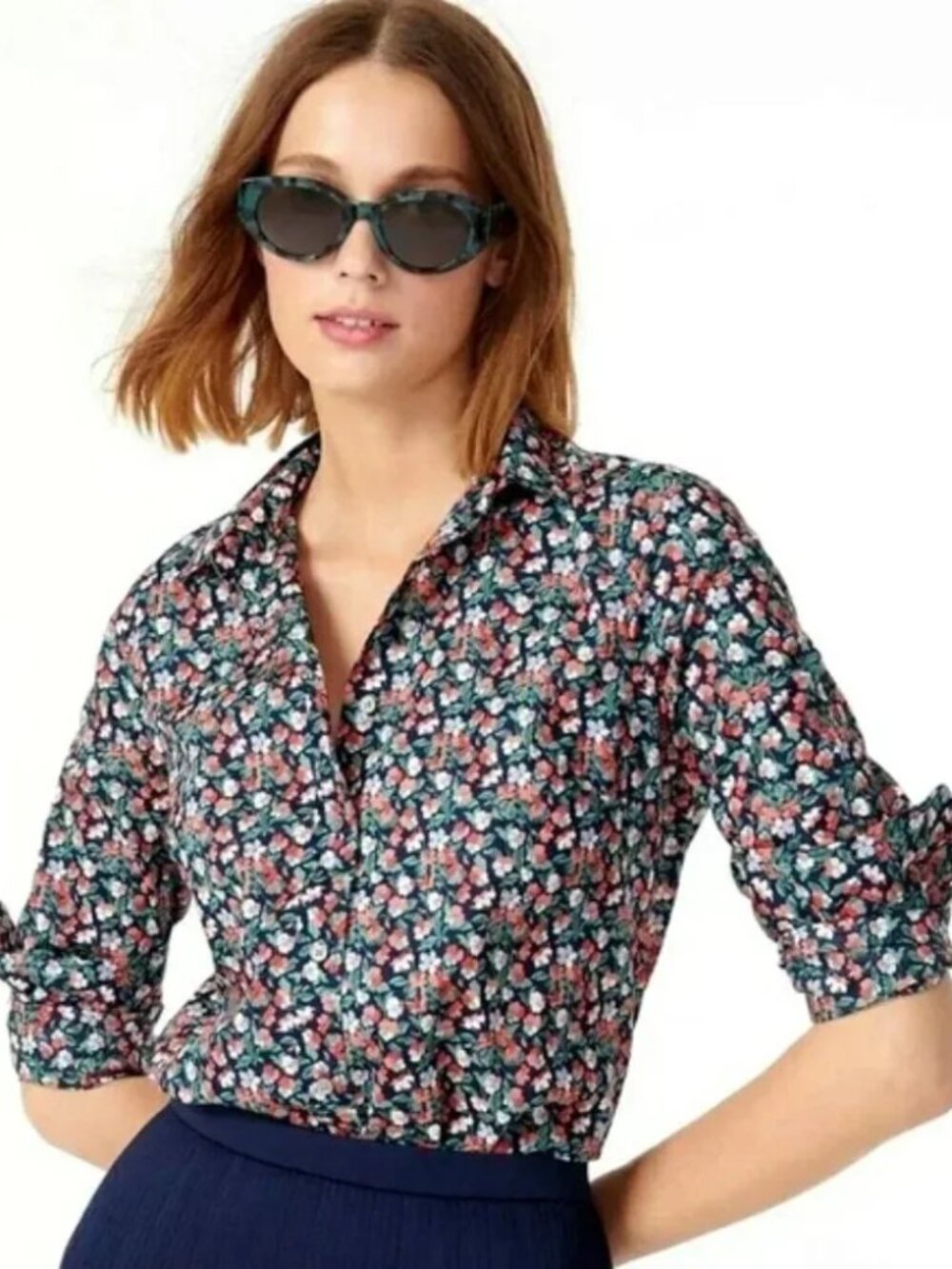 J. Crew Liberty Fabrics Slim Perfect Shirt in Sarah Floral Size 0
